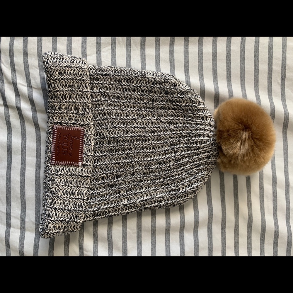 Love Your Melon Black Speckled Pom Hat